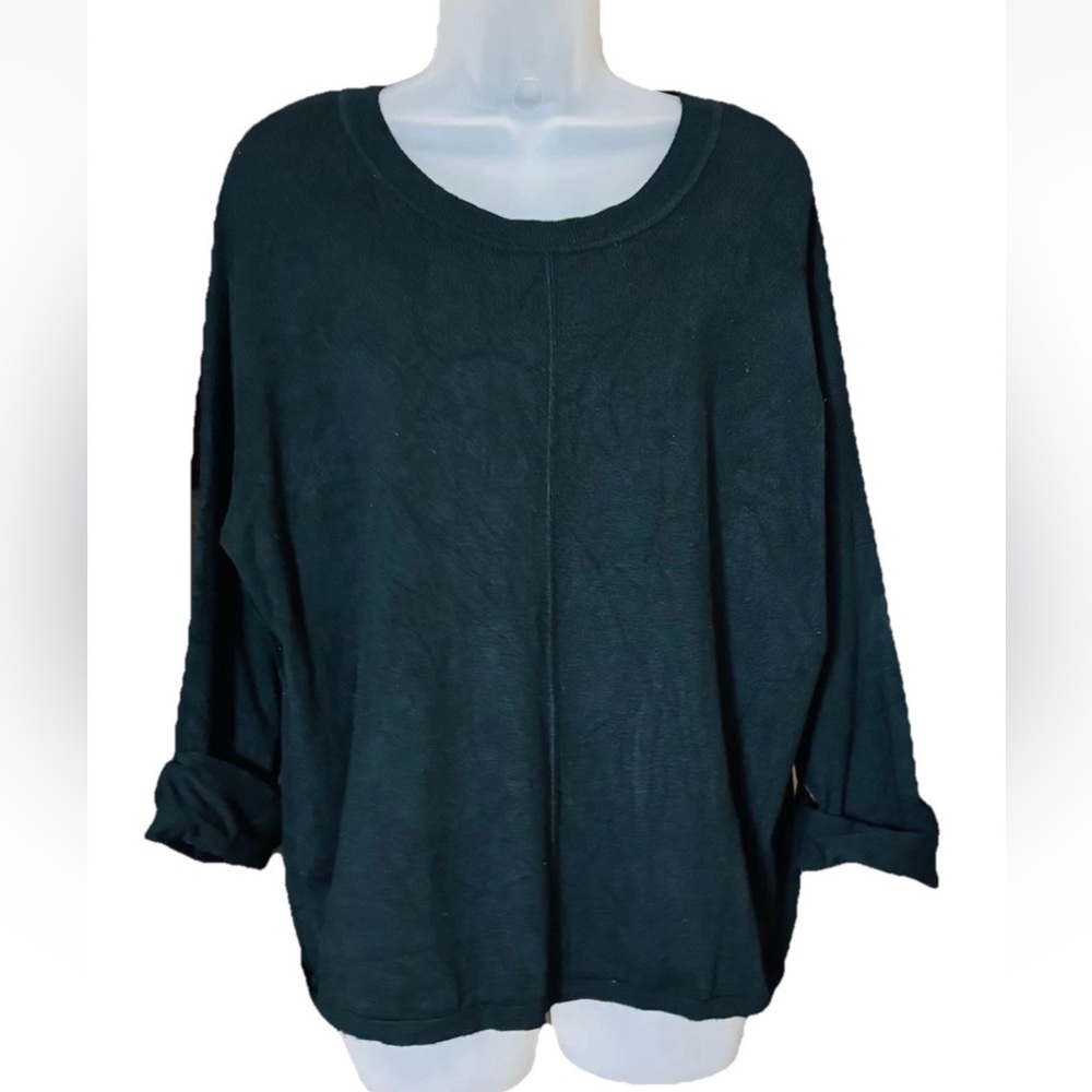 Survival Women's Size Medium Tunic Sweater 3/4 Sleeves Black Pullover Crewneck